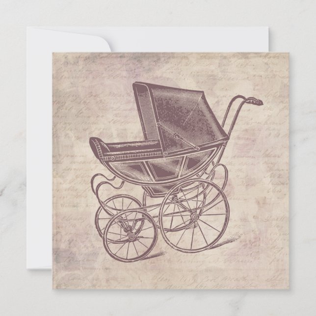 Carte Antique Baby Carriage Vintage poussette Art (Devant)