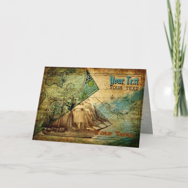 Carte antique - carte, saluant la note (Devant)