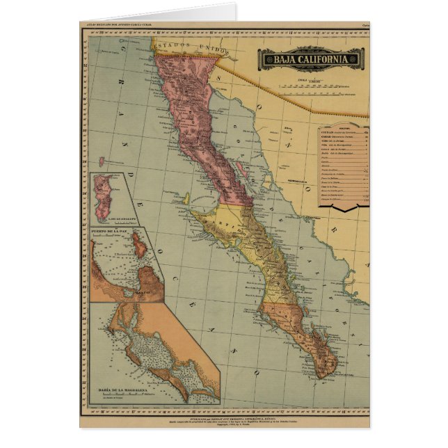 Carte antique de Basse-Californie (Devant)