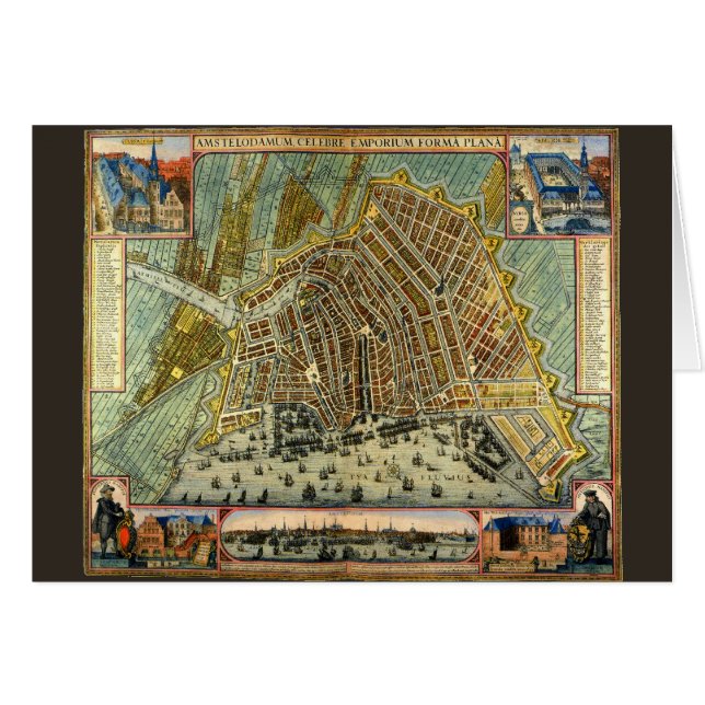Carte antique de la rue d'Amsterdam, Pays-Bas (Devant horizontal)