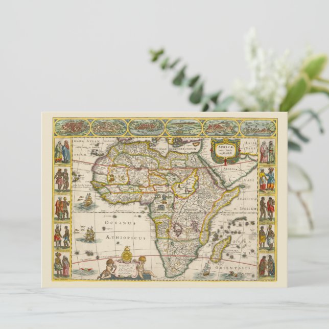 Carte antique de l'Afrique par Hondius et Jansson (Debout devant)