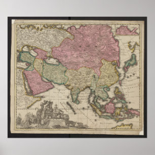 Carte antique de l'Asie 1700, Affiche de Chine