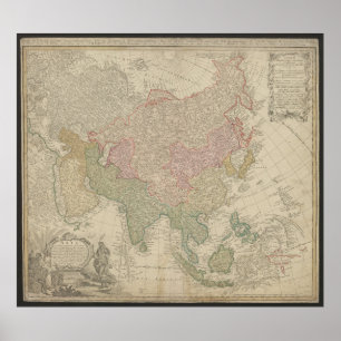 Carte antique de l'Asie 1744, Affiche de la Russie