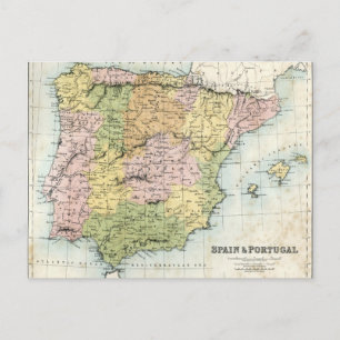 Carte antique de l'Espagne et du Portugal