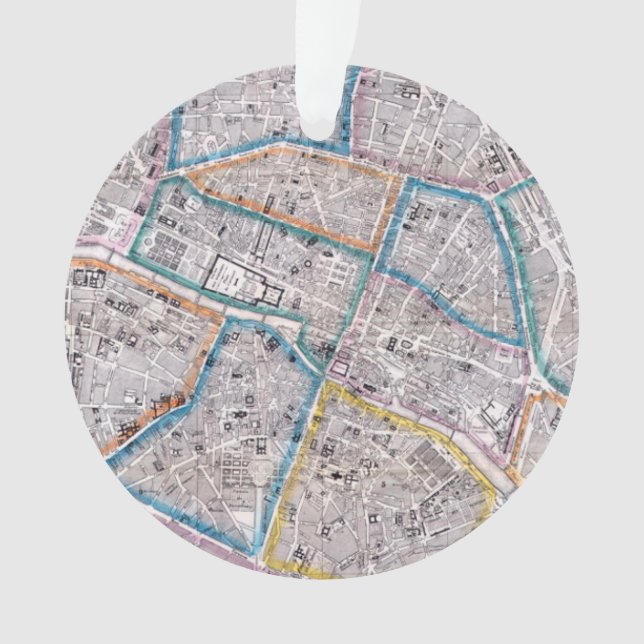 Carte antique de Paris (devant)