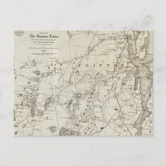 Carte antique des lacs Saranac New York (Devant)