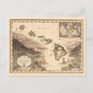 Carte antique des Sandwich Isles Hawaii 1700