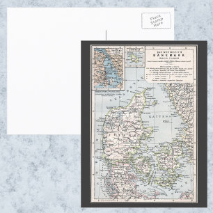 Carte antique du Danemark, Danmark en danois, 1905
