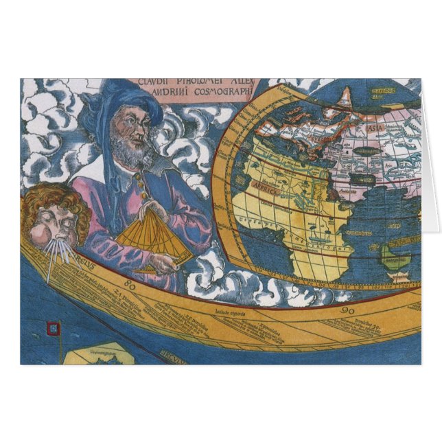 Carte antique du monde avec Claude Ptolémée, 1507 (Devant horizontal)