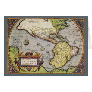 Carte antique du monde des Amériques, 1570