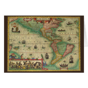 Carte antique du monde des Amériques, 1606