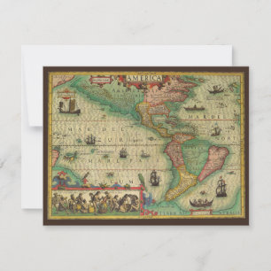 Carte antique du monde des Amériques par Hondius