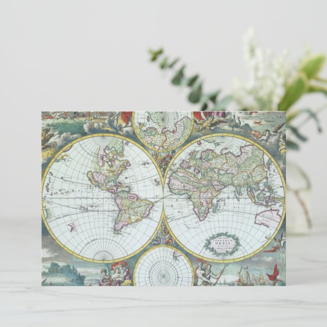 Carte antique du monde du 17e siècle, Frederick De (Debout devant)