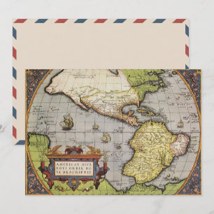 Carte antique du monde : les Amériques par Abraham