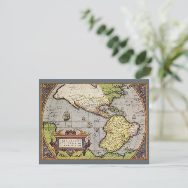 Carte antique du monde : les Amériques par Abraham (Debout devant)