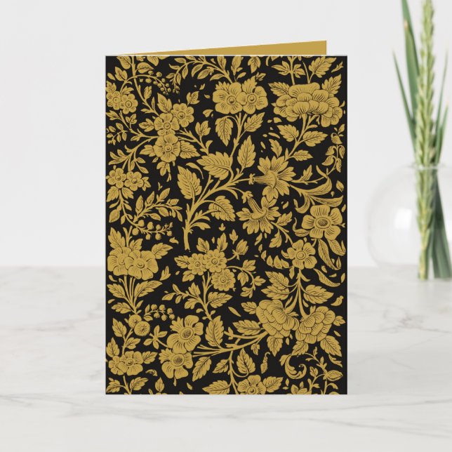 Carte Antique Gold Floral Indian Lac-work Black Pattern (Devant)