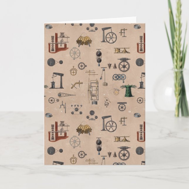 Carte Antique Ingénierie Mécanique Motif scientifique (Devant)