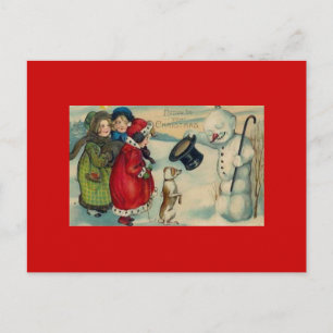 Carte Antique Noël Sur Carte Postale Arrière - pla