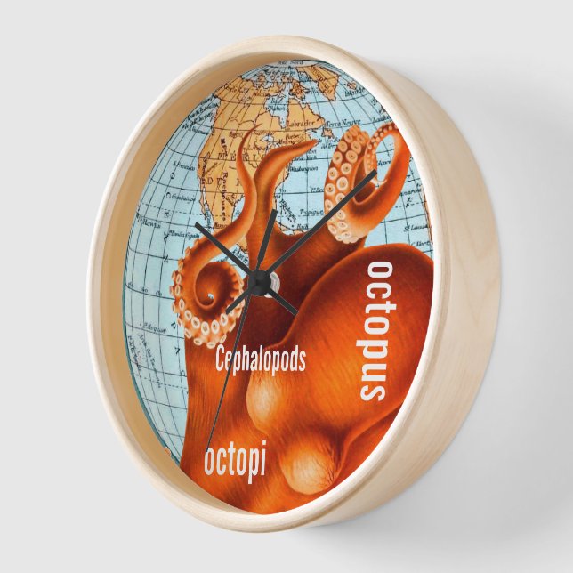 Carte antique Octopus Horloge murale (Angle)