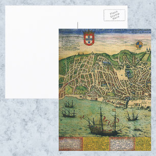 Carte antique, Plan de ville de Lisbonne, Portugal