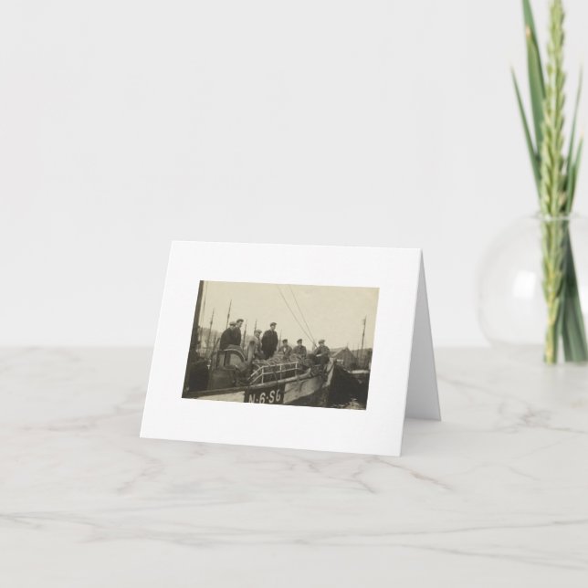 Carte Antique Real Photo Norwegian Boat & Crew Not (Devant)