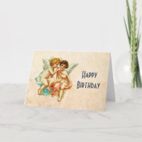 Antique vintage Cherub Angels Illustré Anniversair