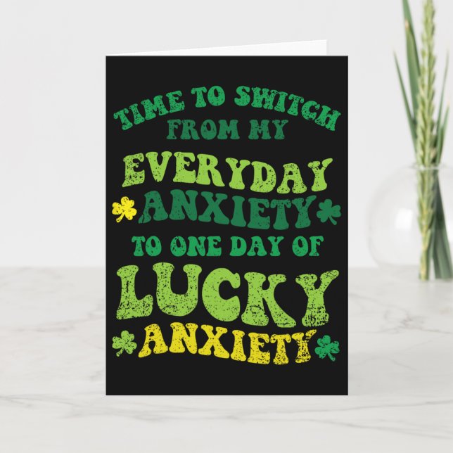 Carte Anxiété Chanceuse Saint-Patrick Drôle Shamrock Clo (Devant)