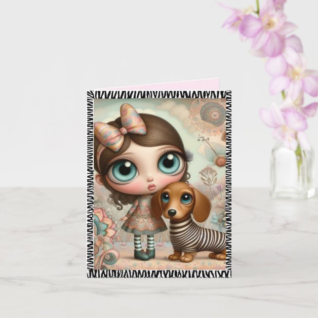 Carte Any Occasion Dachshund Greeting Card (Orchidée)