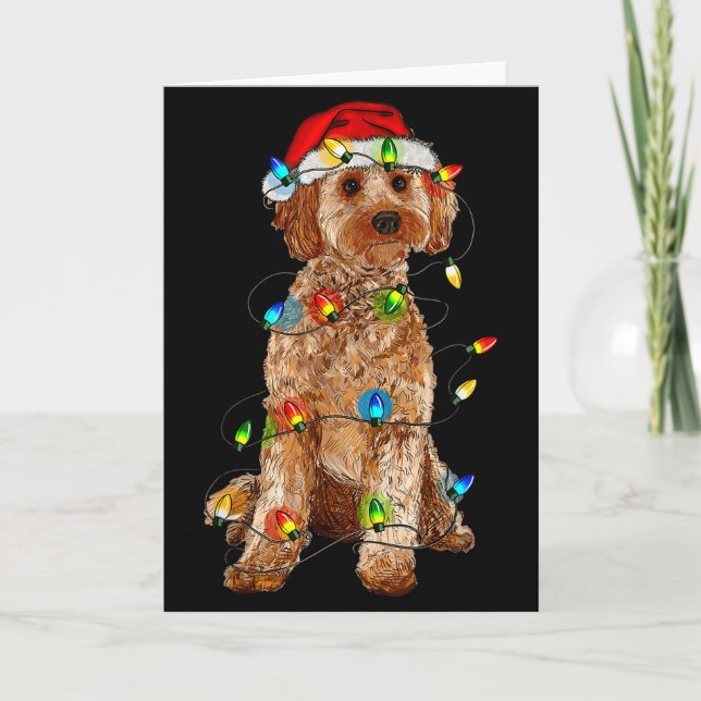 Carte Ao Christmas Tree Light Pajama Dog Lover Xmas Funn (Devant)