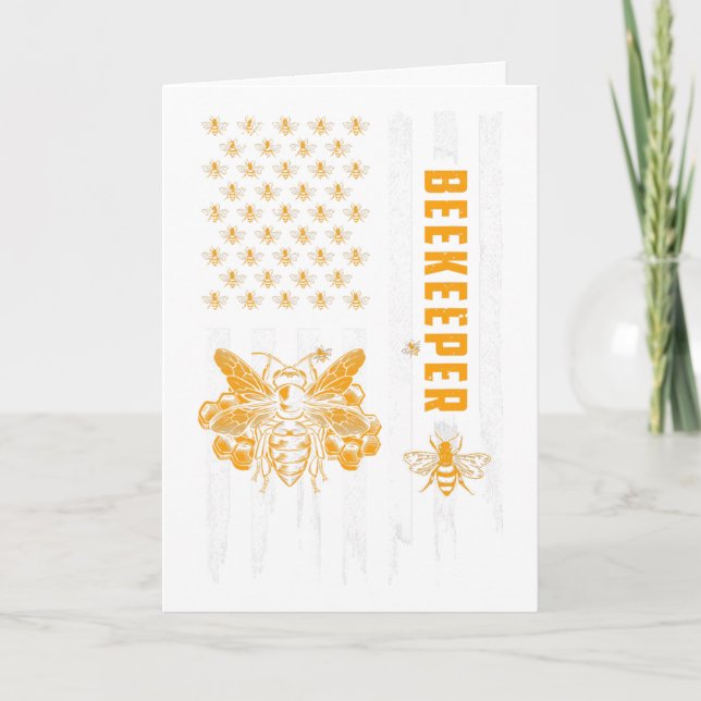 Carte Apiculture Drapeau Américain Nid d'Abeille Abeille (Devant)