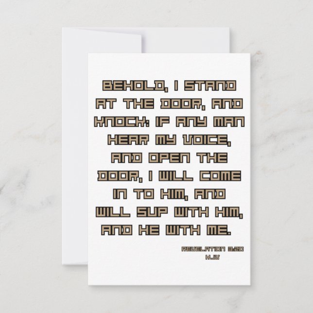 Carte Apocalypse 3:20 KJV Bible Écriture Salutation (Devant)