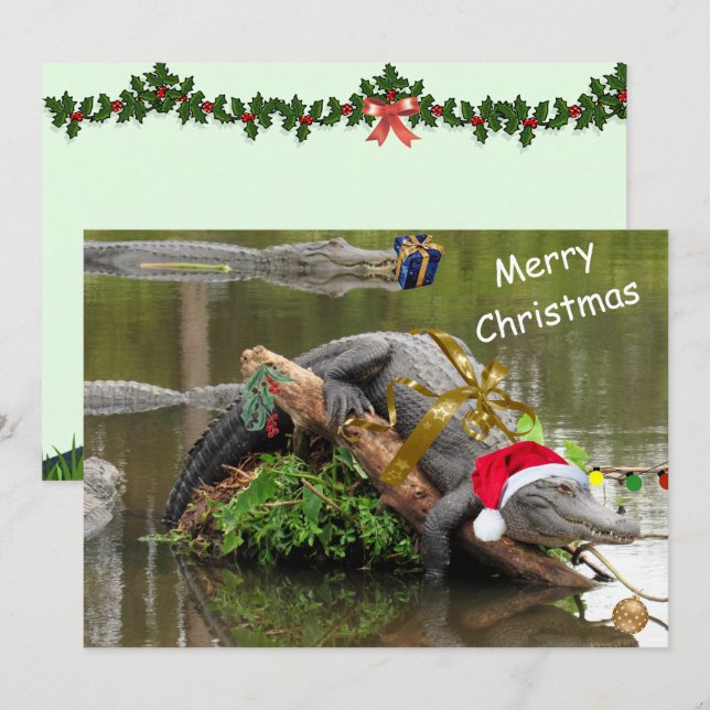 Carte Appartement de Noël de l'Alligator américain (Devant / Derrière)