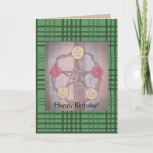 Carte Apple Slice Pentacle Birthday Green Plaid