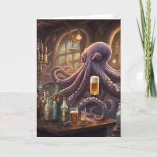 Carte Appréciation du barman pieuvre fantaisiste