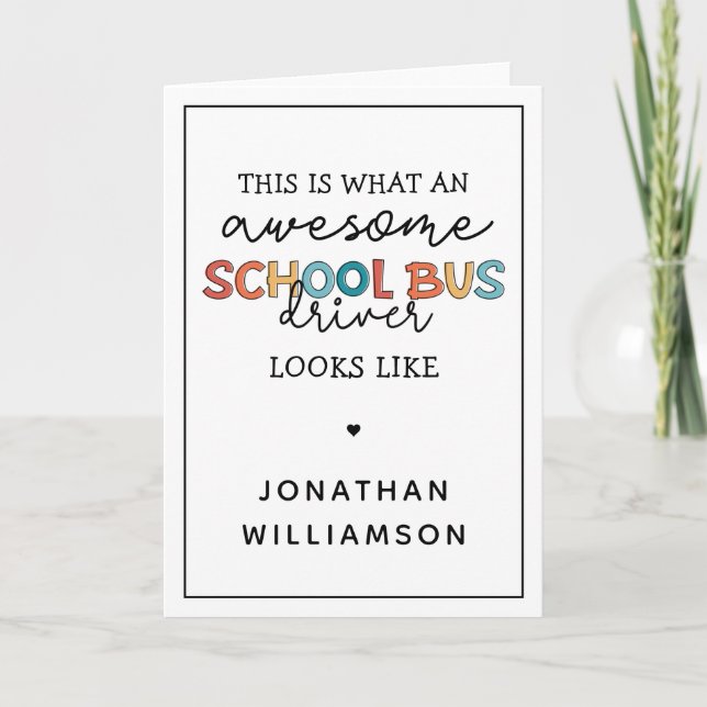 Carte Appréciation du conducteur de bus scolaire personn (Devant)