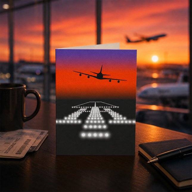 Carte Approche Avion au Coucher du Soleil Éclairage Pist (Créateur téléchargé)