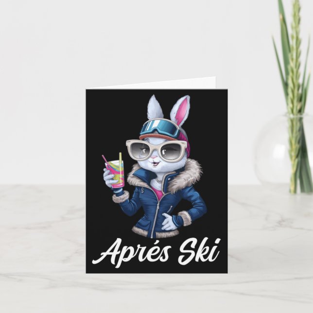 Carte Apres Ski Hat Party Design Ski Bunny Skier Outfit  (Devant)