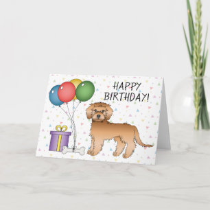 Carte Apricot Mini Goldendoodle Cartoon Chien Anniversai