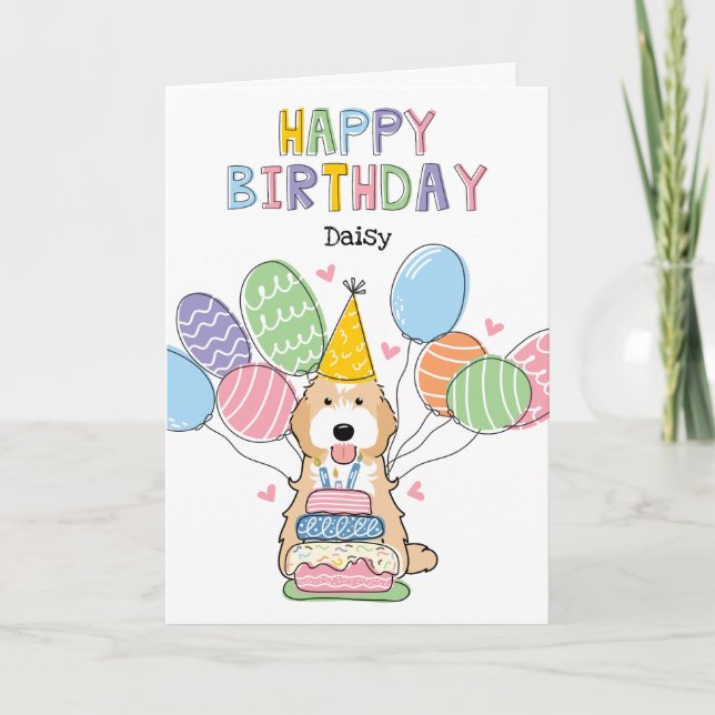 Carte Apricot Tuxedo Cockapoo Chien Cavapoo Joyeux anniv (Devant)