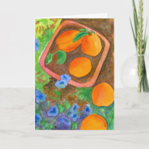 Carte Apricots Fruit Aquarelle Fleurs Joyeux Anniversair