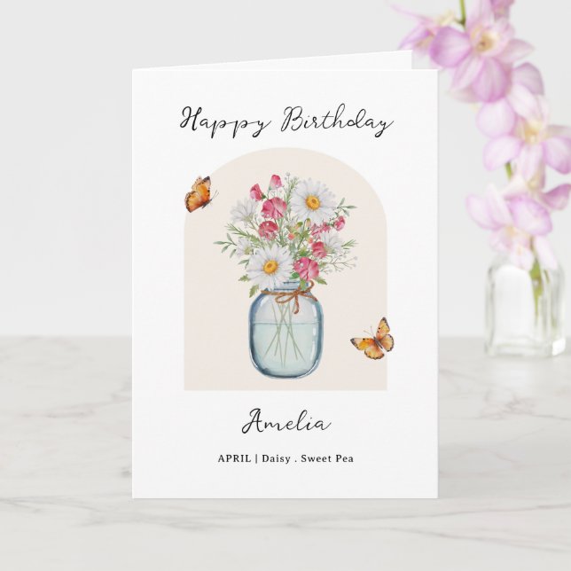 Carte April Birth Month Flower Birthday (Orchidée)