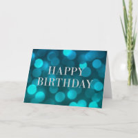 Aqua Blue Bokeh Lights Faux Silver Joyeux Annivers