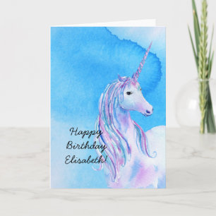 Carte Aqua Blue Personalized Watercolor