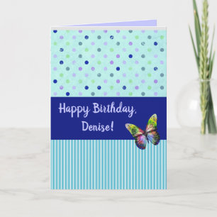 Carte Aqua Dots et Rayures Modifiables Avec Papillon