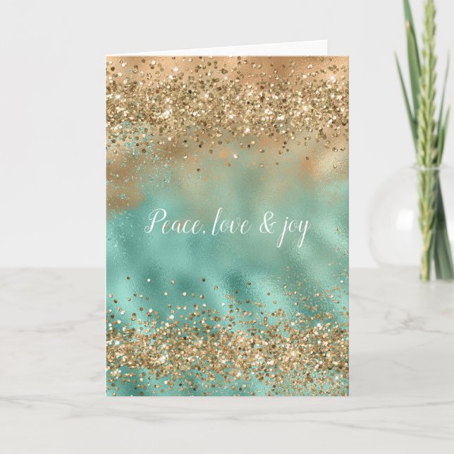 Carte Aqua Gold Parties scintillant Confetti (Devant)