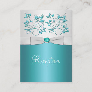 Carte Aqua-Marine et Argent Floral Enclume