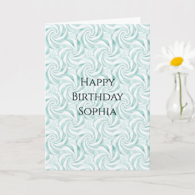 Carte Aqua Mint White Swils Anniversaire (Petite plante)