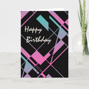 Carte Aqua Pink Black Diagonal Abstract Design Anniversa