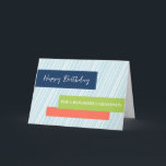 Carte Aqua Stripes Grandson anniversaire<br><div class="desc">Carte d'anniversaire pour petit-fils avec design moderne à rayures bleues turquoise et vers réfléchis.</div>