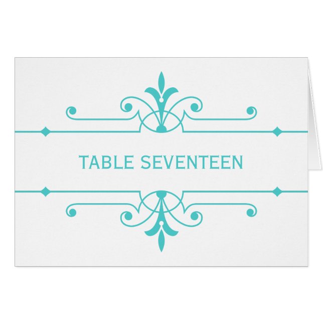 Carte Aqua v2 Fancy Ornamial Table Number (Devant horizontal)